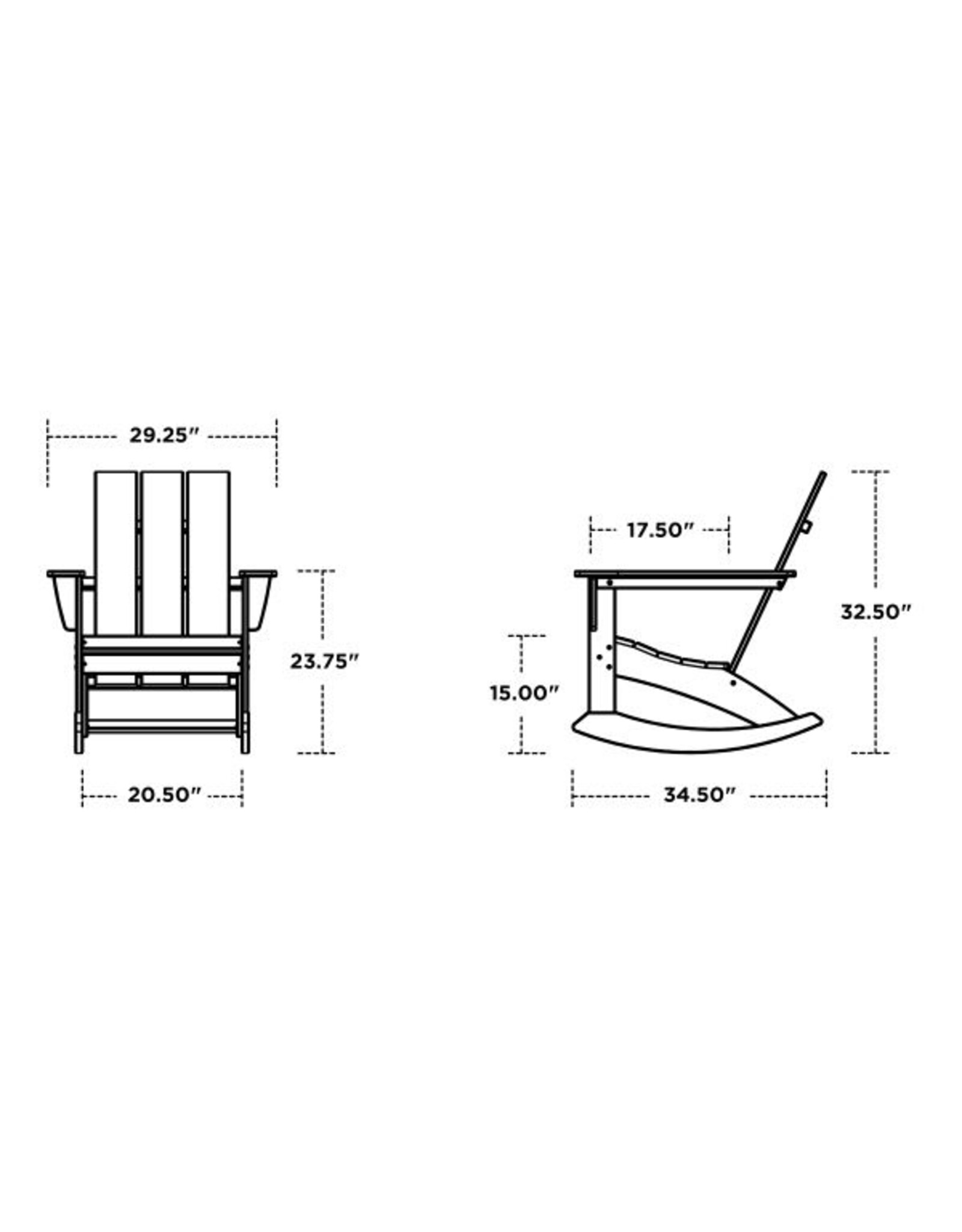 Polywood ADR420SR Modern Adirondack Rocking Chair Sunset Red