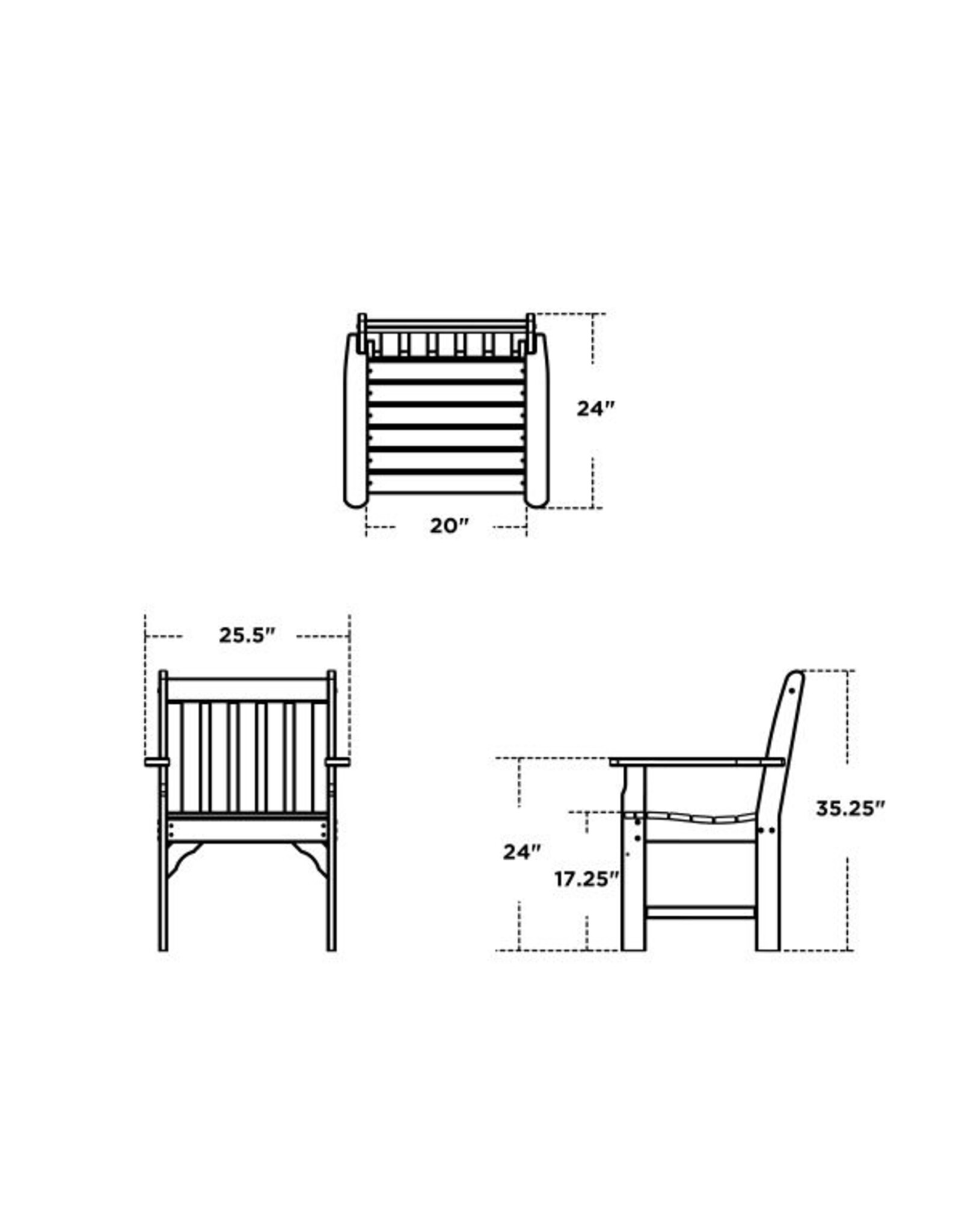 Polywood GNB24GY Vineyard Garden Arm Chair Slate Grey