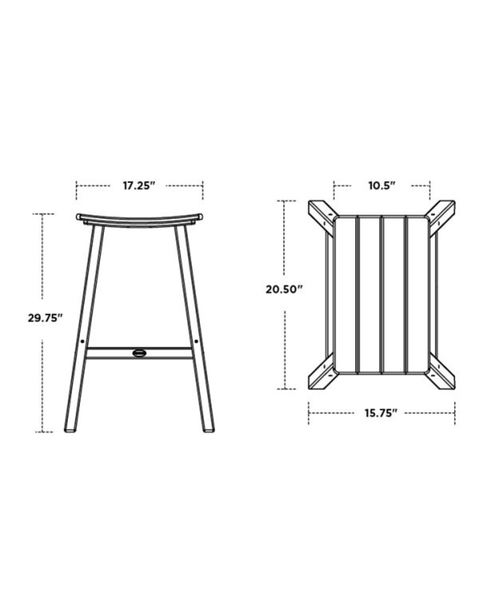 Polywood 2012-FBLAR Contempo 30" Saddle Bar Stool Black/Aruba