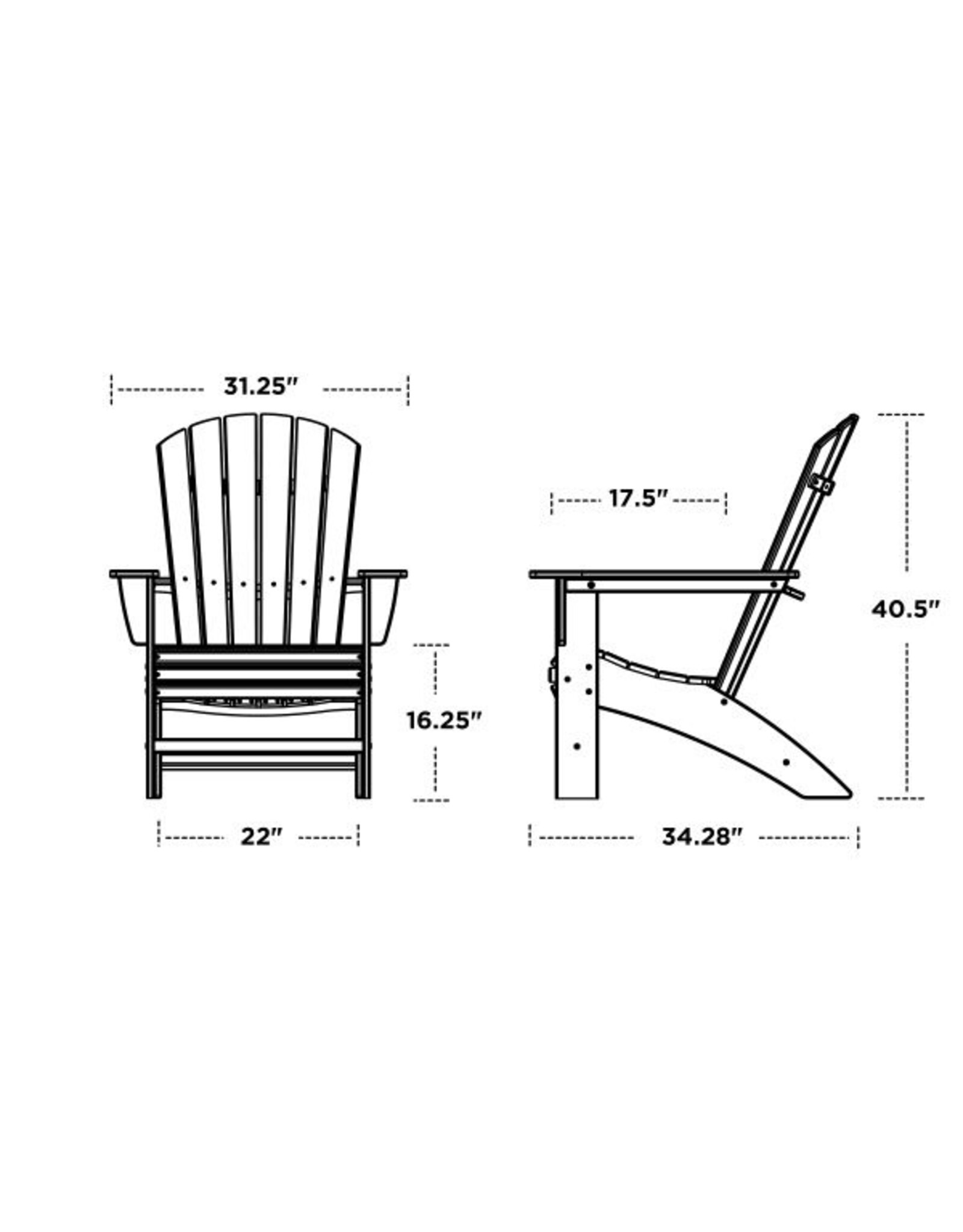 Polywood AD620SR Modern Curveback Adirondack Chair  Sunset Red