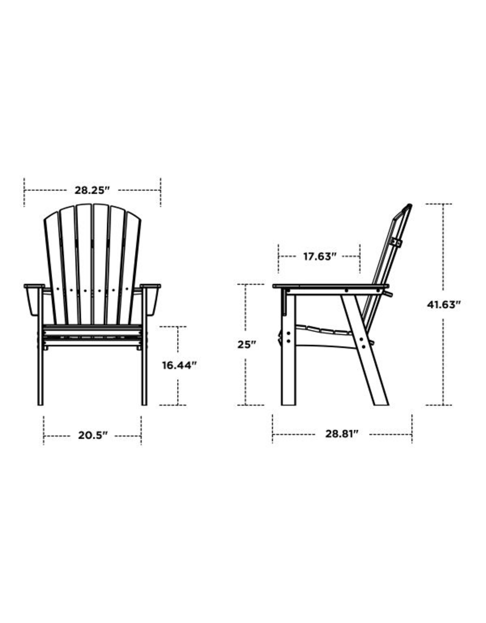 Polywood ADD610SR Nautical Adirondack Dining Chair in Sunset Red