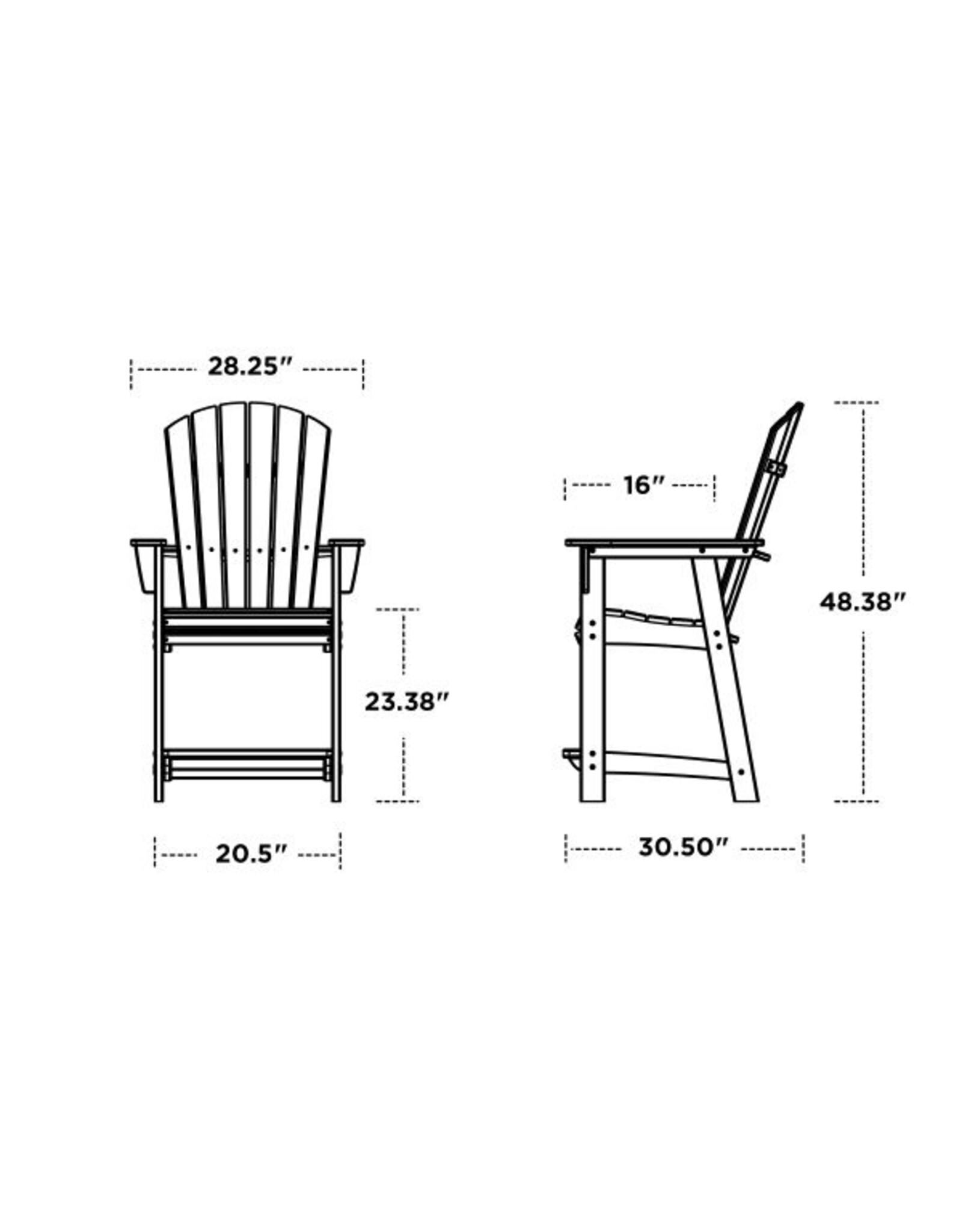 Polywood ADD611LI Nautical Curveback Adirondack Counter Chair Lime