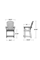 Polywood ADD611AR Nautical Curveback Adirondack Counter Chair Aruba