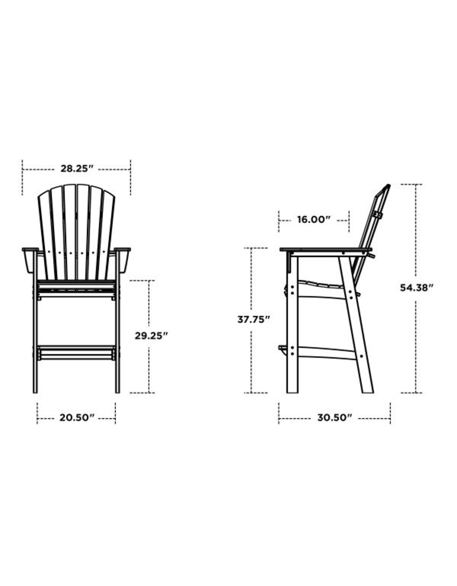 Polywood ADD612PB Nautical Curveback Adirondack Bar Chair in Pacific Blue