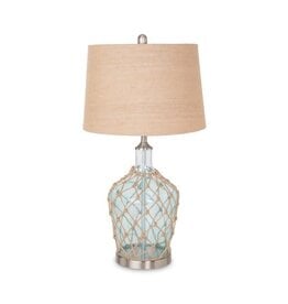 LUX Lighting Group LUX-1513-CLEAR/BLUE 28" Bubble Glass Coastal Table Lamp