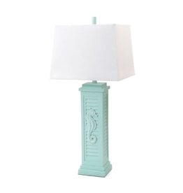 LUX Lighting Group LUX-3923-TEAL-USB 32" Teal Seahorse Shutter Lamp w/ USB