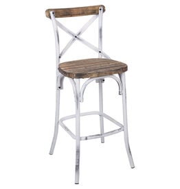 96642 Antique White Metal Bar Chair (Discontinued)