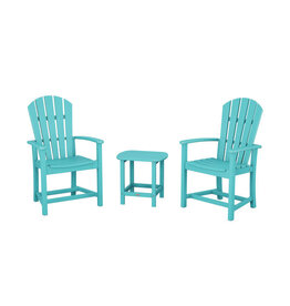 Polywood PWS1519-1AR Palm Coast 3-Piece Upright Adirondack Chair Set Aruba