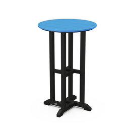 Polywood RRT224FBHPB Contempo Round Counter Table in Black Frame/Pacific Blue