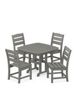 Polywood PWS652-1-GY Lakeside 5-Piece Side Chair Dining Set Slate Grey