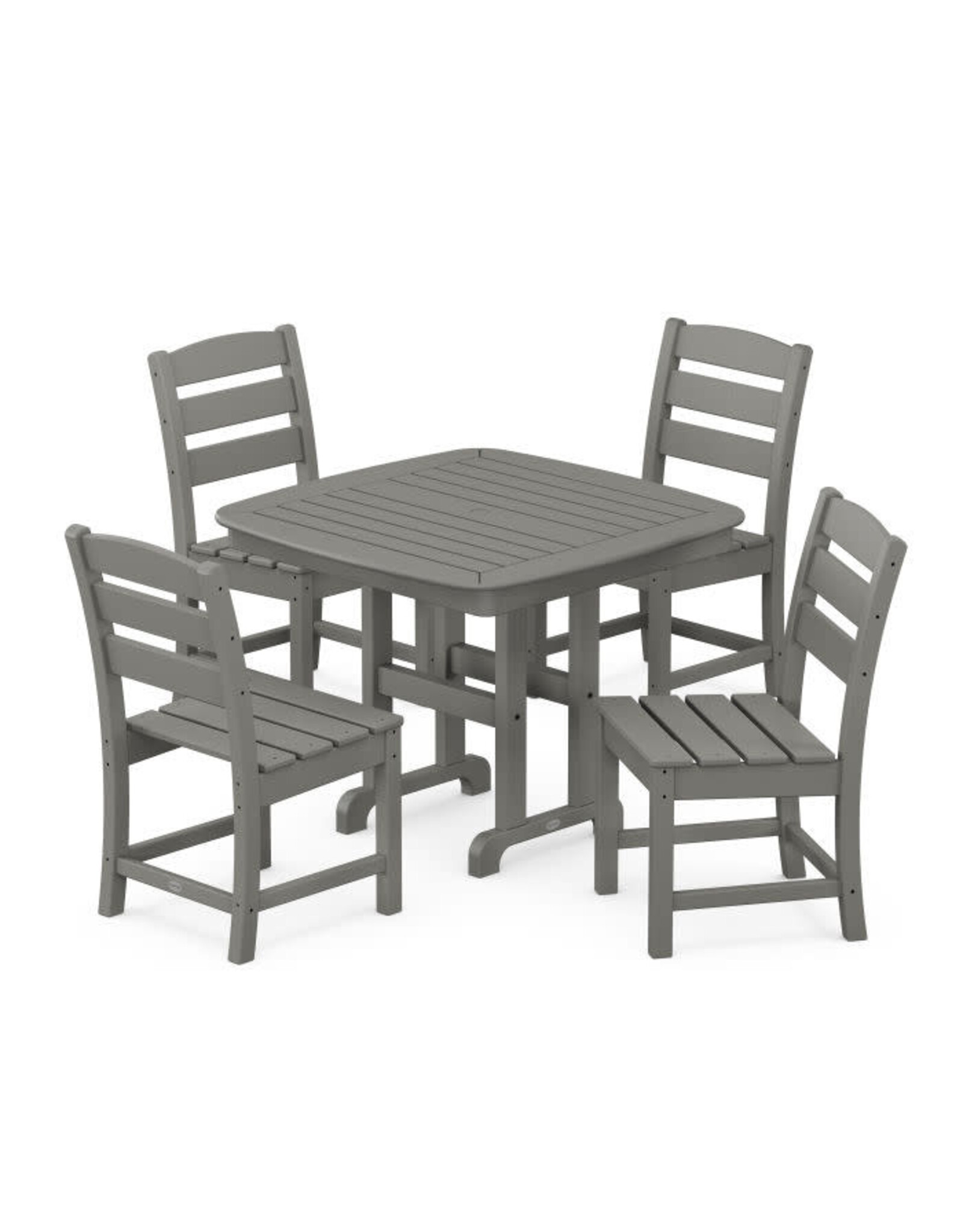 Polywood PWS652-1-GY Lakeside 5-Piece Side Chair Dining Set Slate Grey