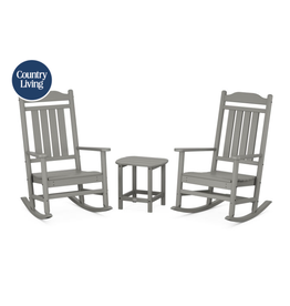 Polywood PWS827-1-GY Country Living Legacy Rocking Chair 3-Piece Set in Slate Grey