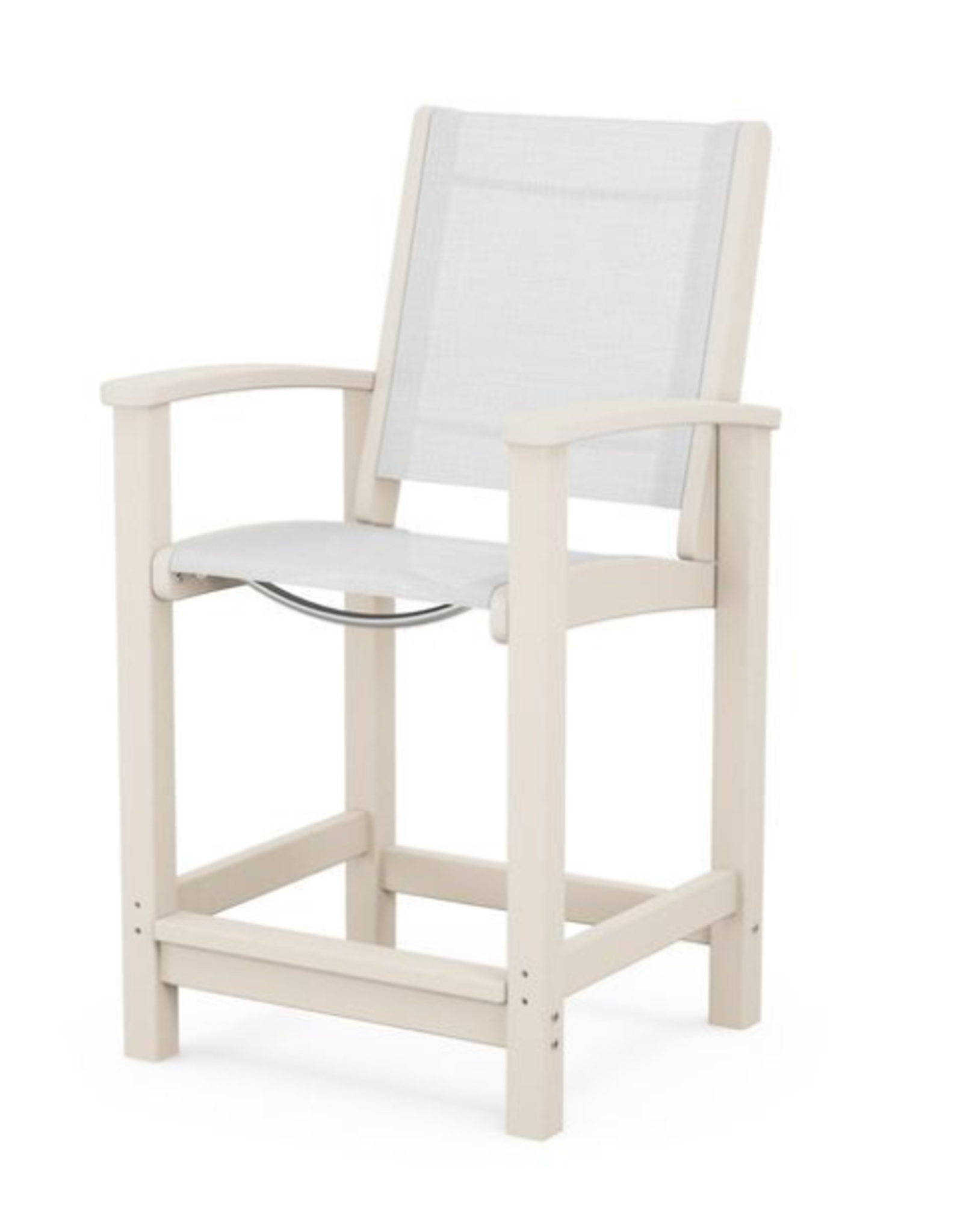 Polywood 9011-SA901 Coastal Counter Chair in Sand Frame/ White Sling