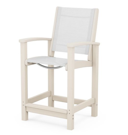 Polywood 9011-SA901 Coastal Counter Chair in Sand Frame/ White Sling