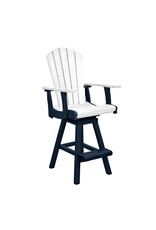 CR Plastic C25-20-02 Swivel Pub Arm Chair in White/Navy