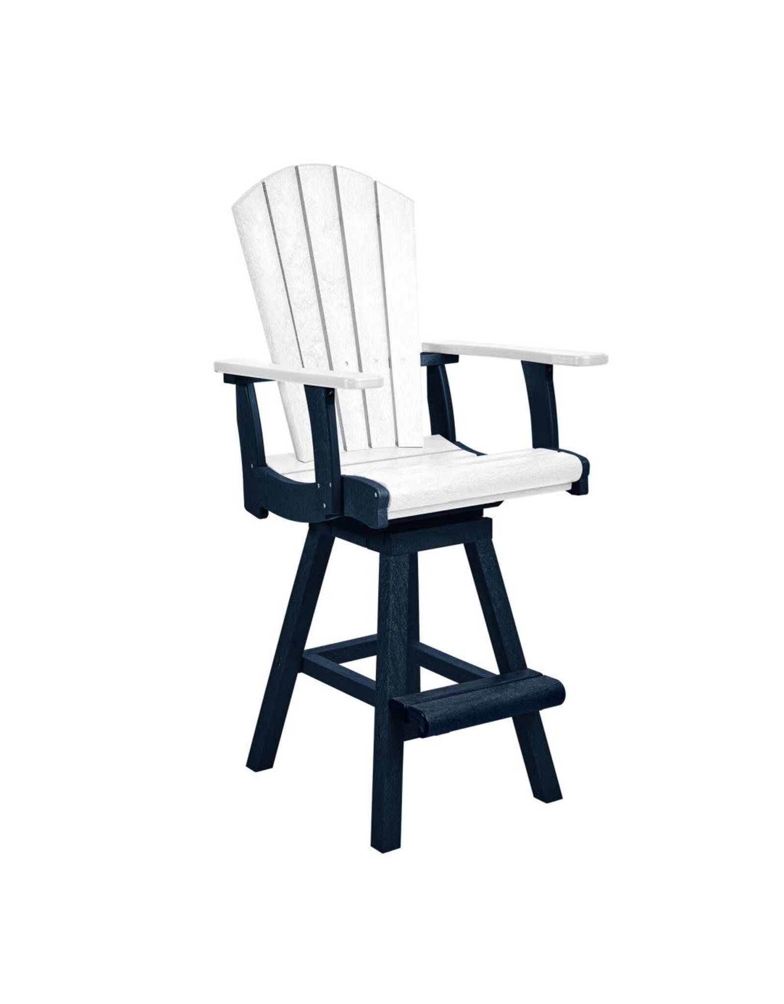 CR Plastic C25-20-02 Swivel Pub Arm Chair in White/Navy