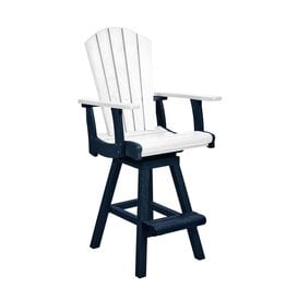 CR Plastic C25-20-02 Swivel Pub Arm Chair in White/Navy