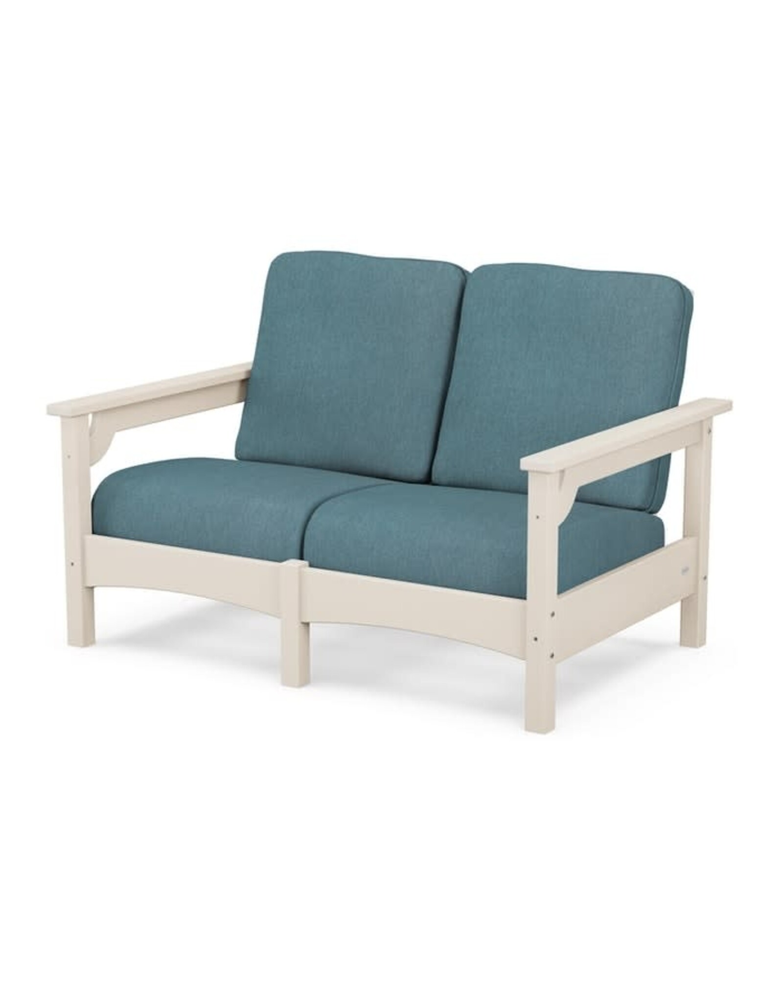 Polywood PWCLC47SA Club Loveseat in Sand /  Ocean Teal