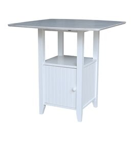 T128-3638DPG Chalk & White Drop Leaf Pub Table