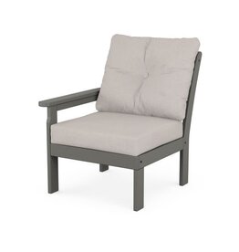 Polywood GN2301LAFGY Vineyard Modular Left Arm Chair in Slate Grey / Dune Burlap 145999