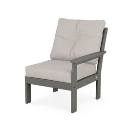 Polywood GN2301RAFGY Vineyard Modular Right Arm Chair in Slate Grey / Dune Burlap 145999