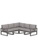 Polywood PWS522-2-GY145980 EDGE 5-Piece Modular Deep Seating Set in Grey w/ Grey Mist