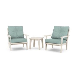 Polywood PWS518-2-SA161130 Lakeside 3-Piece Deep Seating Chair Set in Sand w/ Glacier Spa