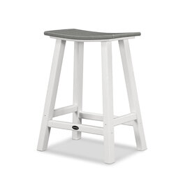 Polywood 2011-FWHGY Contempo 24" Saddle Counter Stool in White / Slate Grey