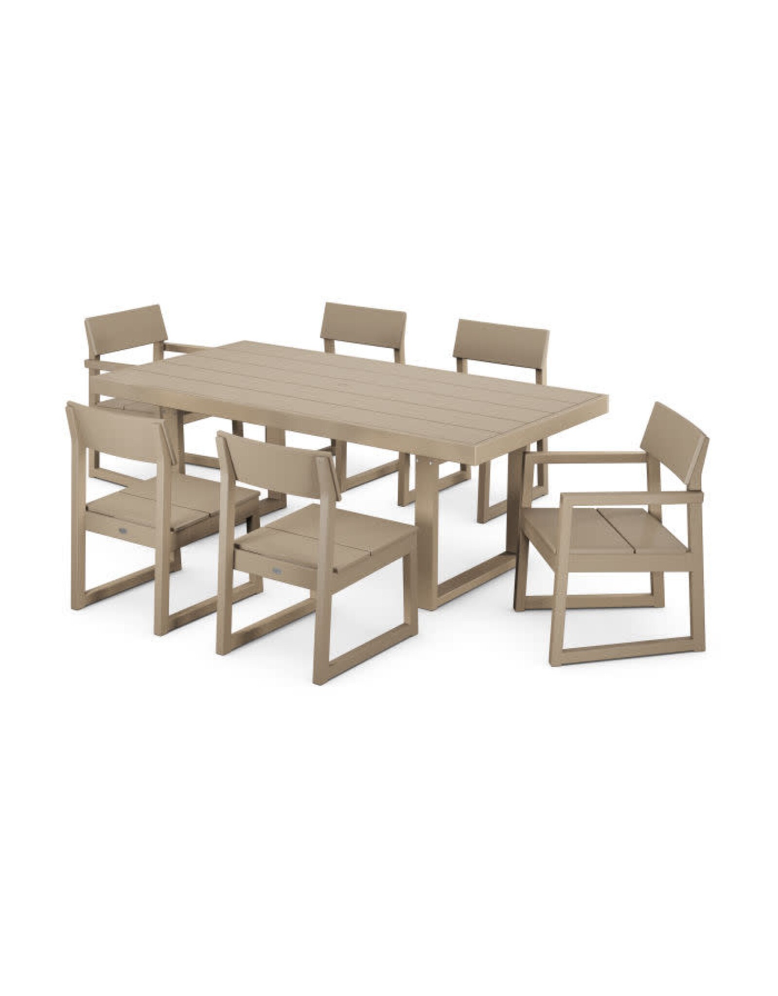 Polywood PWS552-1-V-VSH EDGE 7-Piece Dining Set Vintage Sahara