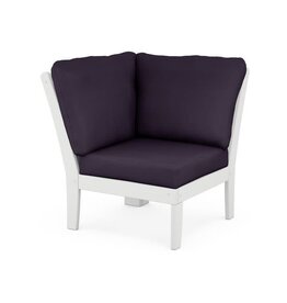 Polywood 4504WH Braxton Modular Corner Chair White/Navy Linen 164488