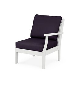 Polywood 4501RAFWH Braxton Modular Right Arm Chair White/Navy Linen 164488