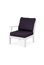 Polywood 4501LAFWH Braxton Modular Left Arm Chair White/Navy Linen 164488