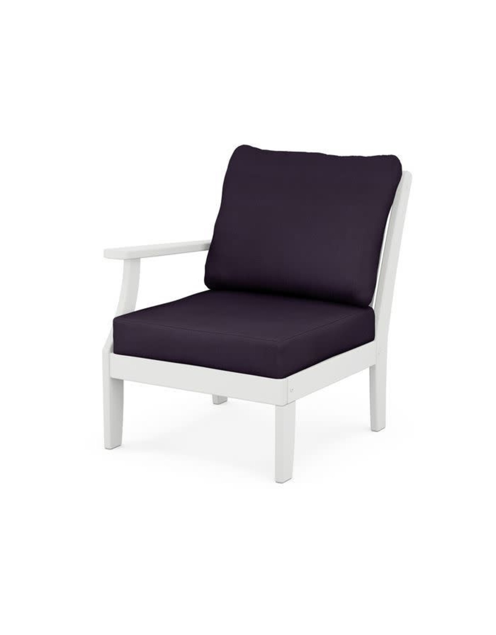 Polywood 4501LAFWH Braxton Modular Left Arm Chair White/Navy Linen 164488