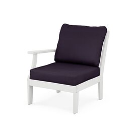 Polywood 4501LAFWH Braxton Modular Left Arm Chair White/Navy Linen 164488