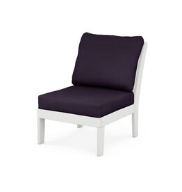 Polywood 4501CWH Braxton Modular Armless Chair White/ Navy Linen 164488