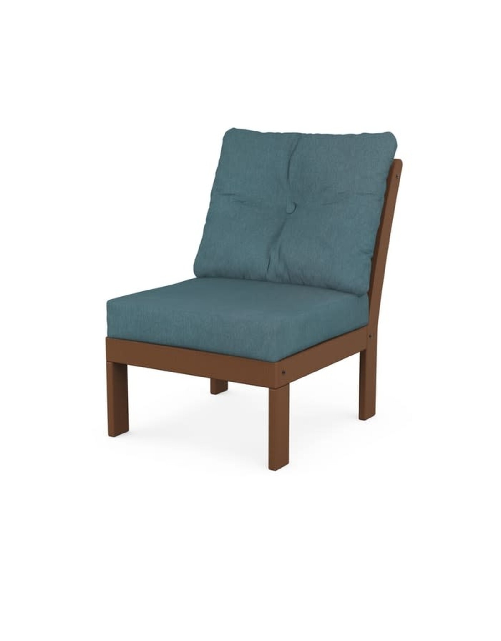 Polywood GN2301CTE Vineyard Modular Armless Chair  in Teak/Ocean Teal 162711