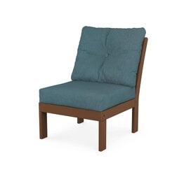 Polywood GN2301CTE Vineyard Modular Armless Chair  in Teak/Ocean Teal 162711