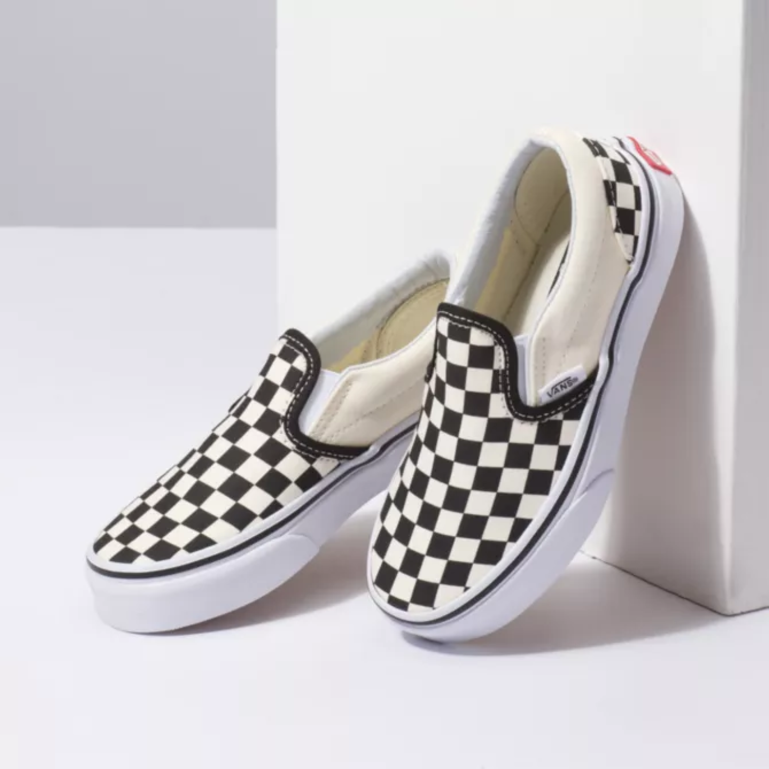 Vans Kids Checkerboard Classic Slip on Black White