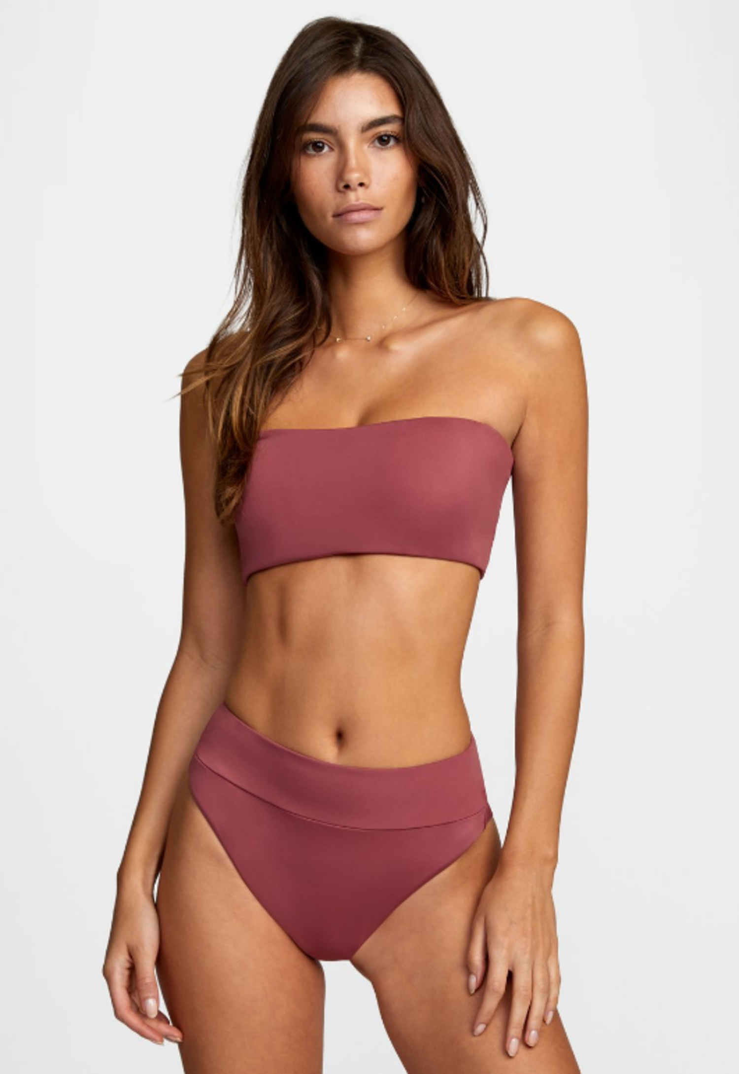 RVCA Solid Bandeau Bikini Top | Plum Berry