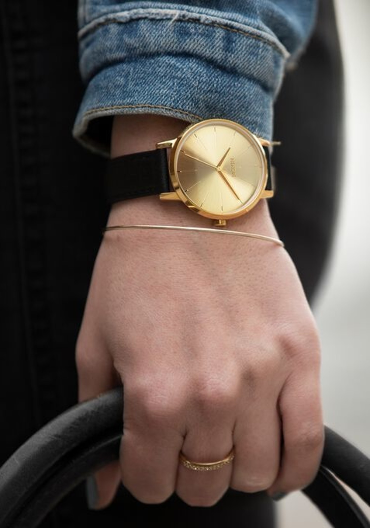 Nixon Kensington Leather Watch Gold and Black Shop Now The Choice Shop