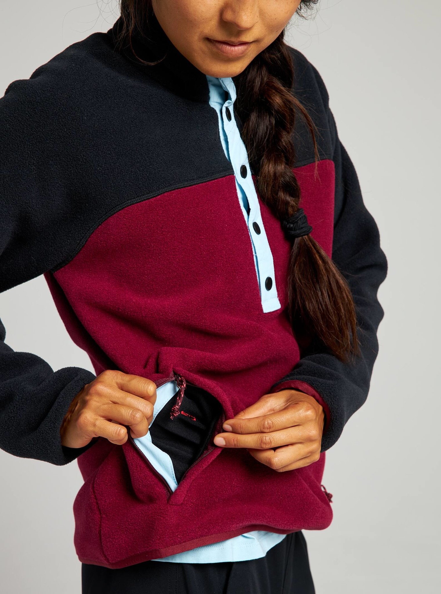 Burton Women s Hearth Fleece Pullover True Black Mulled Berry The Choice Shop