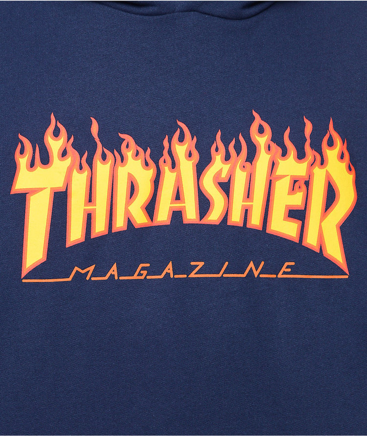 Thrasher Thrasher Flame Logo Pullover Hoodie Jacket | Navy