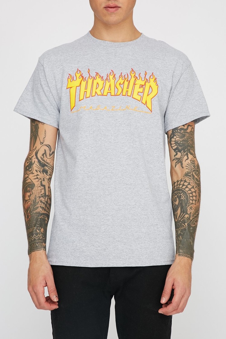 Thrasher Thrasher Flame Logo Tee | Heather Grey