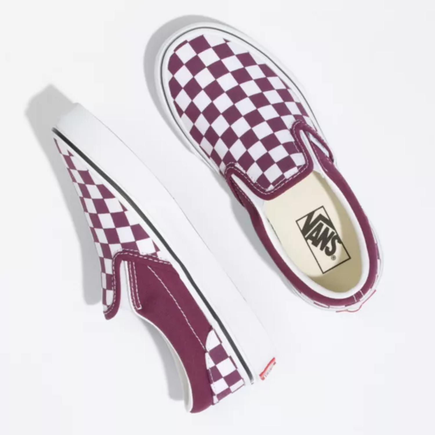 VANS K CLASSIC SLIP ON 8CB CHECK G.WINE T.WHT The Choice Shop