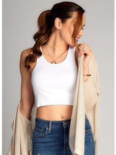 C'est Moi C'est Moi Bamboo Crop Tank Top | White | One Size