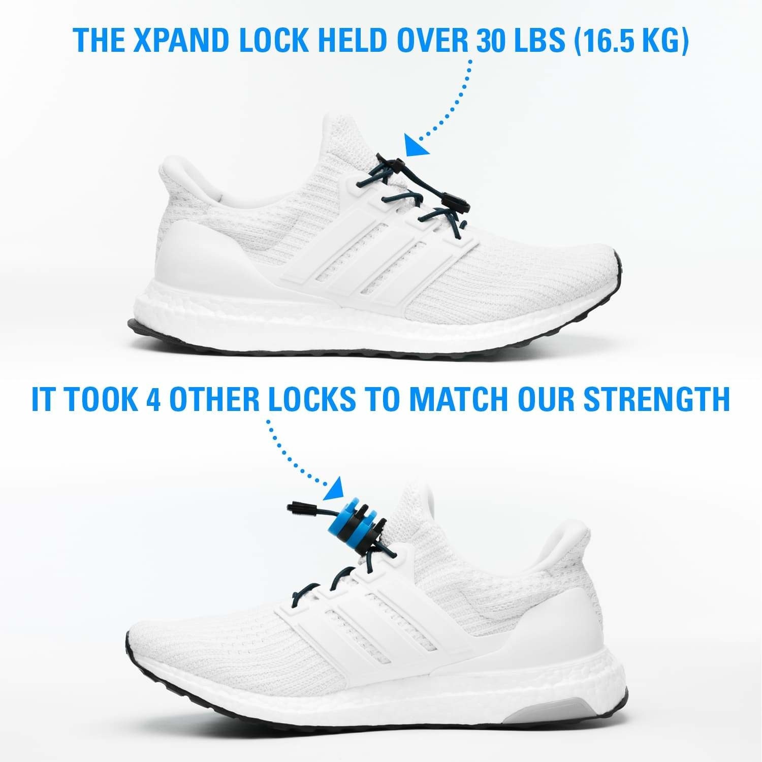 Xpand Laces No-Tie Quick-Release One Size Elastic Shoelaces - Solid White