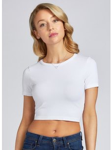 C'est Moi C'est Moi Bamboo Short Sleeve Crop Top | White | One Size