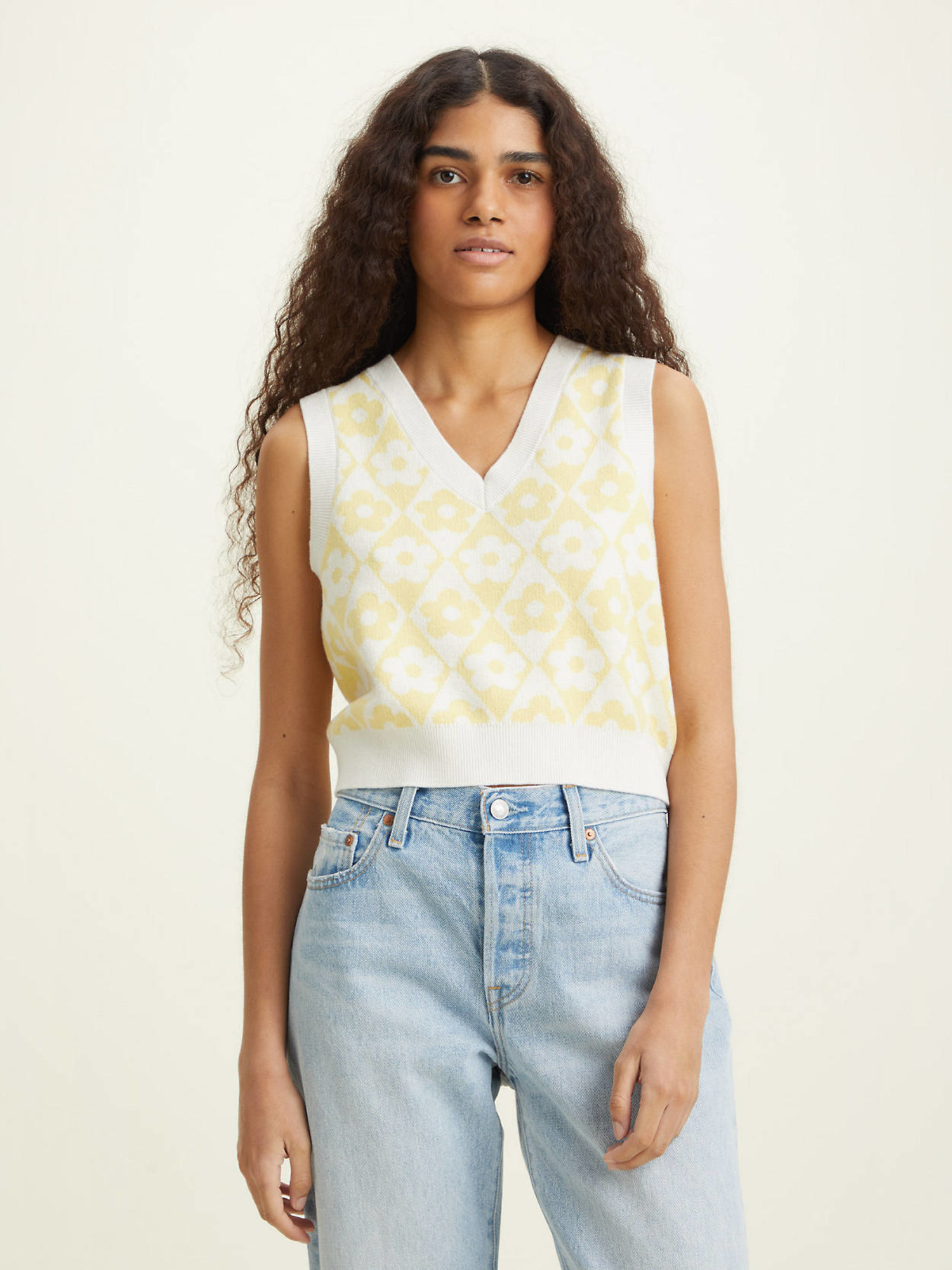 Shelly Sweater Vest | Daisy Argyle Pineapple - The Choice Shop