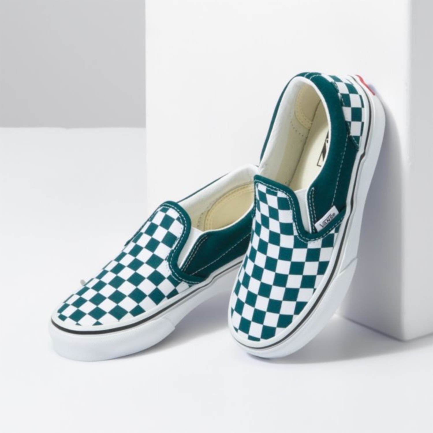 Vans Kids Classic Slip-On | Color Theory Checkerboard Deep Teal