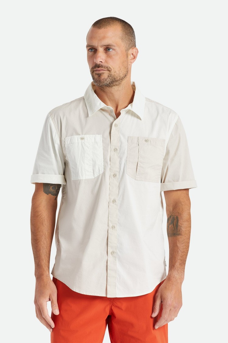 Brixton Charter X Woven Short Sleeve Shirt | Beige/Off White